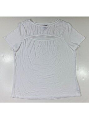 The Limited Womens T-Shirt White Solid Ribbed Knit Peekaboo Back Size XL